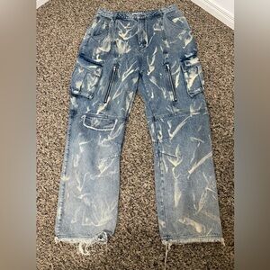 MNML Light Blue and White Cargo Pants